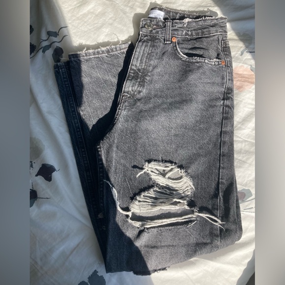 ZARA Black High Waist Ripped Skinny Jeans - Picture 3 of 14